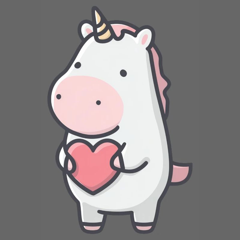 Einhorn, das ein Herz hält