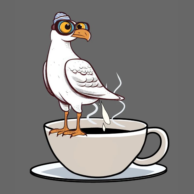Maritime Seagull Coffee Cup Coffee White Black