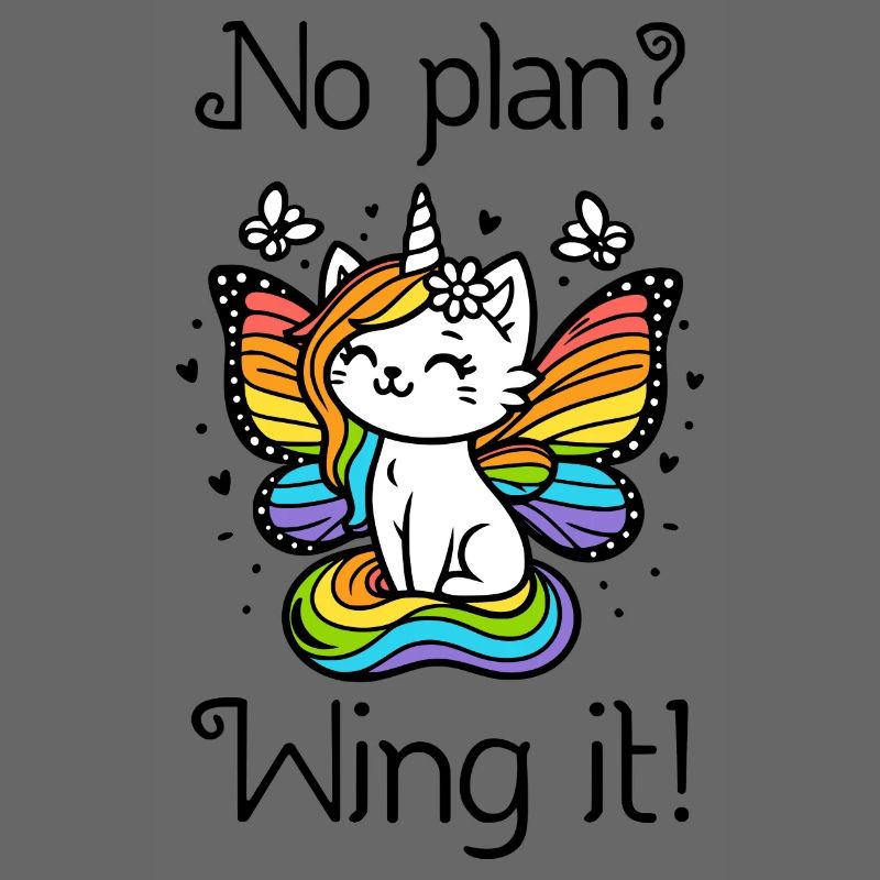 No plan? Wing it! Geflügelte Einhornkatze (bunt)