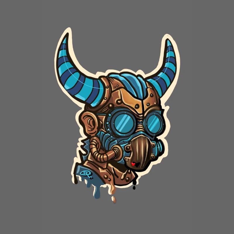 Bluish Horned Steampunk Mask