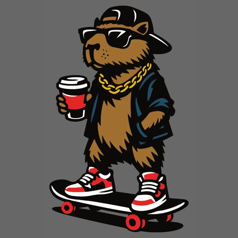 Colles Capybara Skateboard Kaffee