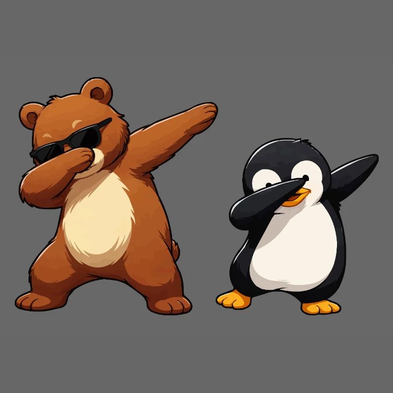 Bear and Penguin Dabbing Charm