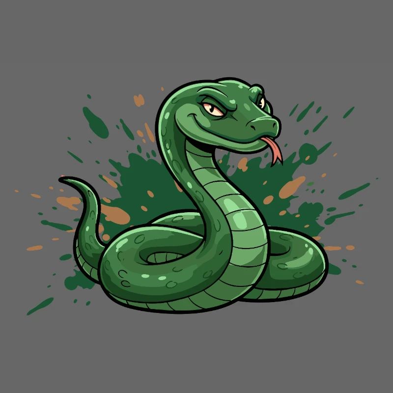 Serpent de dessin animé vert avec éclaboussures