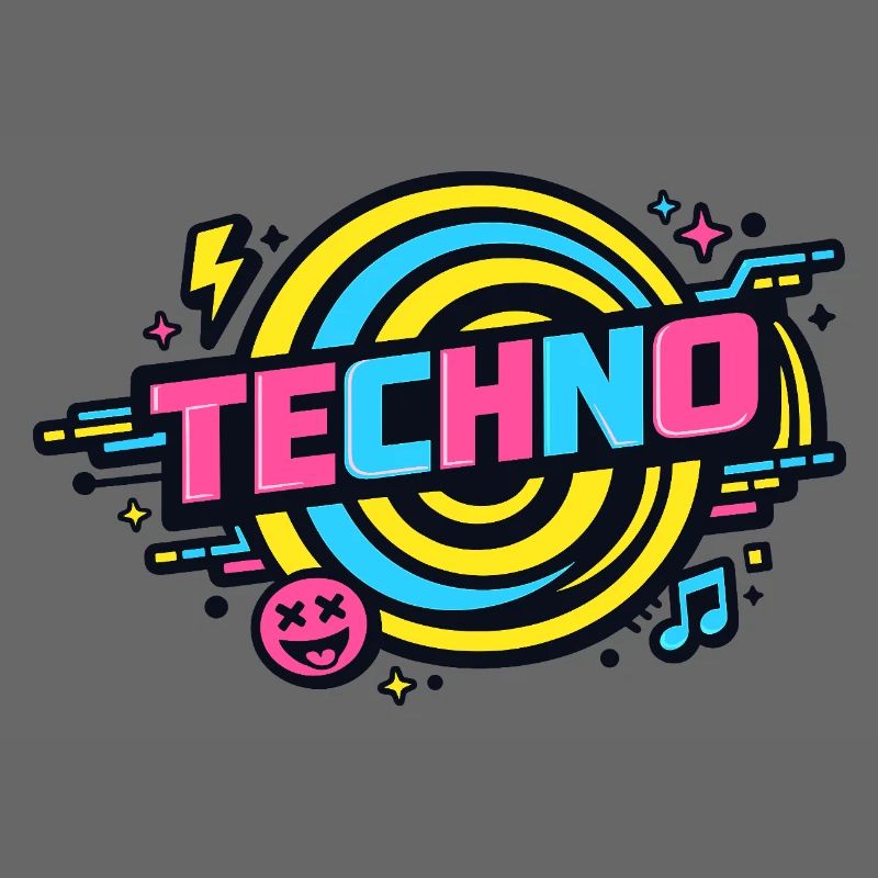 Techno Neon Retro Circle