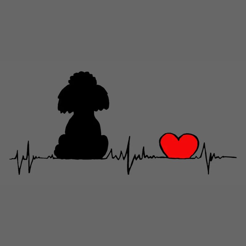 Pudel Herz Frequenz - heartbeat schwarzer Pudel
