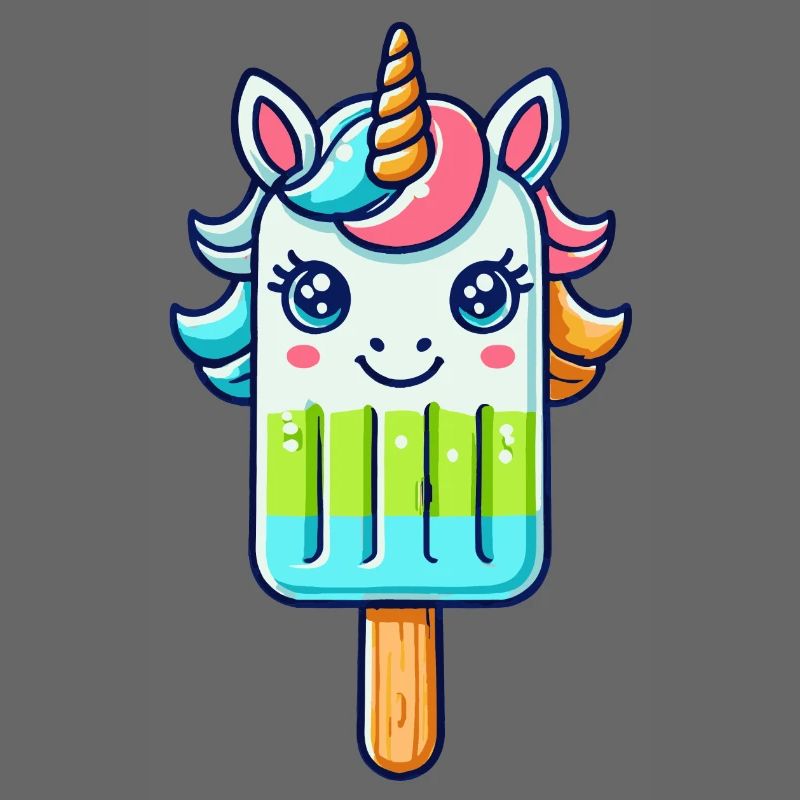 Une glace sur un bâtonnet en forme de licorne colorée