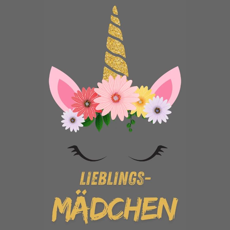 Lieblingsmädchen – Süßes Einhorn mit Blumen & gold