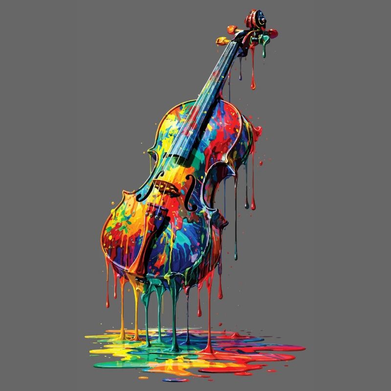 Geige mit tropfender Farbe