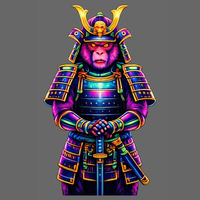 Neon-Samurai-Affe Japanisches Krieger-Tier