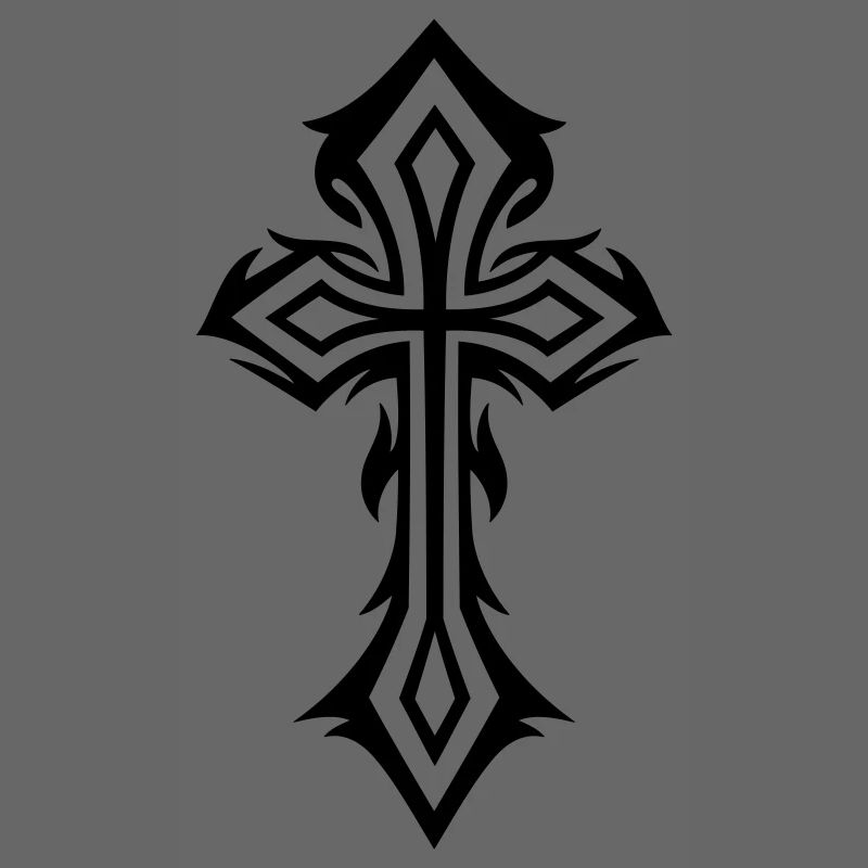 Cross, Crucifix, with thorns, gothic style.