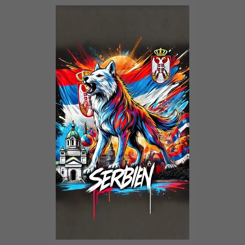 Conception du drapeau national du loup de Serbie
