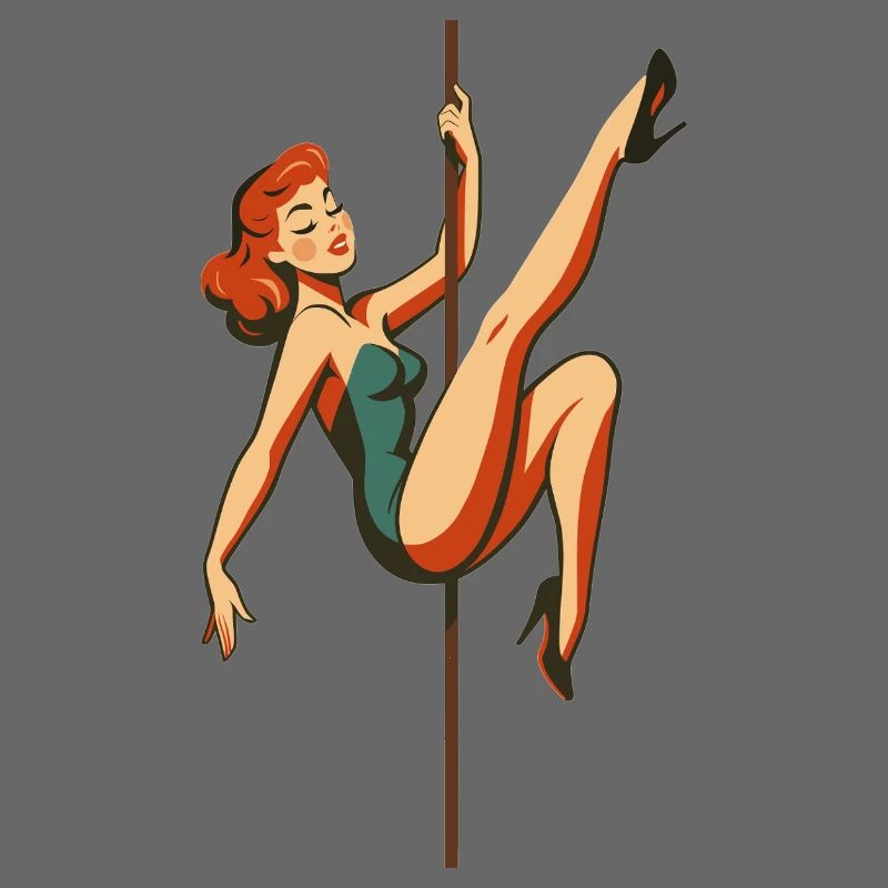 Pole dance Pole Dancer Redhead Retro Années 50