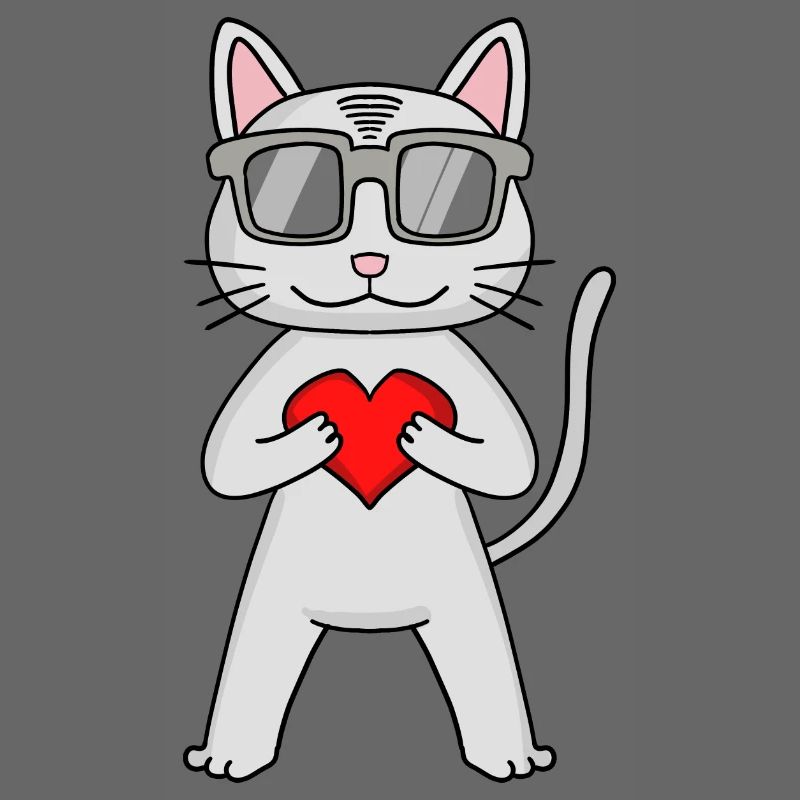 Devon Rex mit Sonnenbrille und Herz