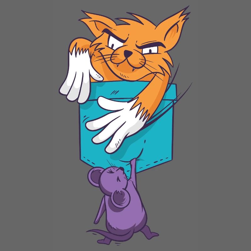 Playful Cat with Mouse Pattern