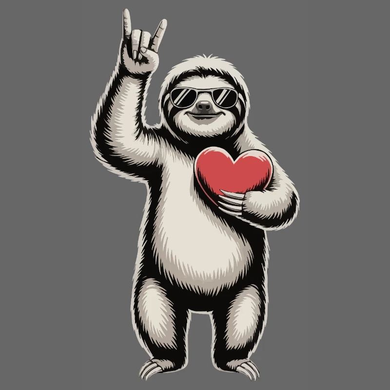 Cool sloth with heart