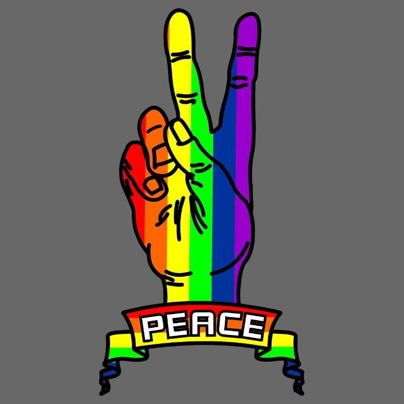 Regenbogen Friedenslogo Hand mit Friedenszeichen