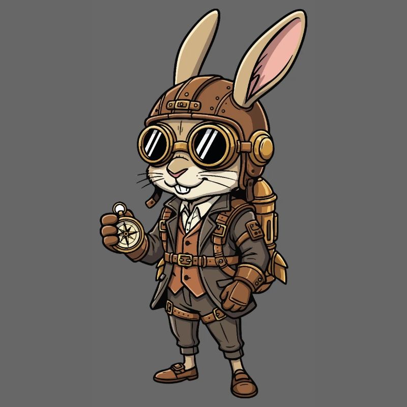 Bunny Explorer Steampunk Kompass Retro