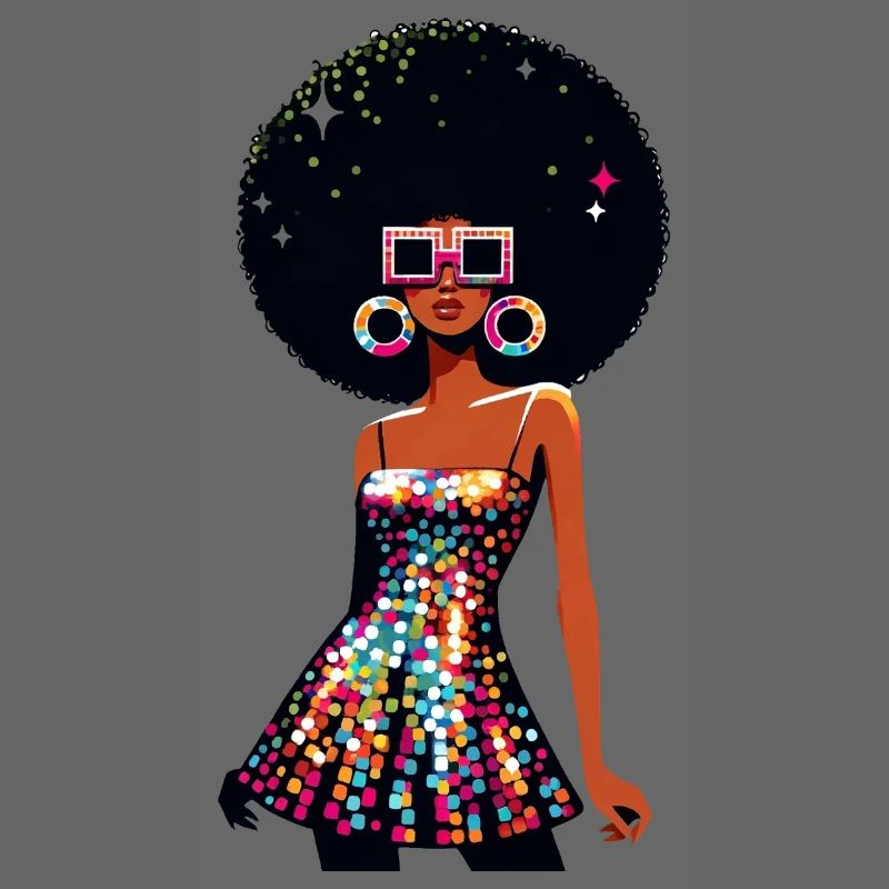 Disco Afro Glam Sequins Design