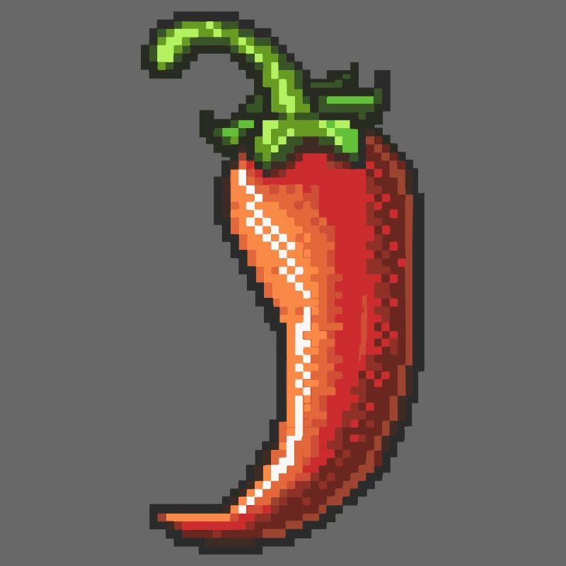 Pixel Chili Pepper Retro Gloss