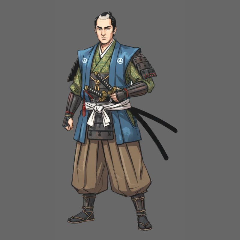 Samouraï Edo en veste bleue