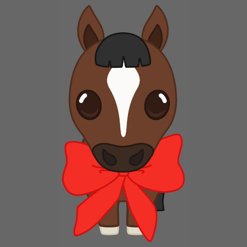 Pony mit rotem Band