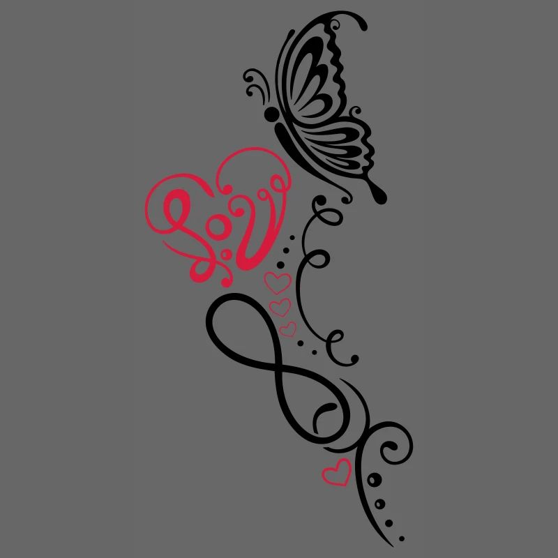 Herz mit Schmetterling, infinity