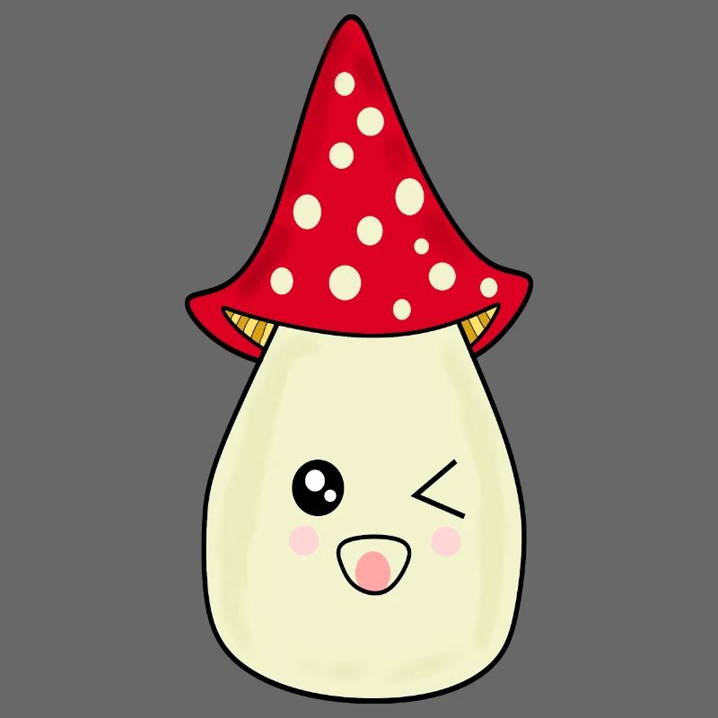 Kawaii Mushroom Toadstool cute red with face
