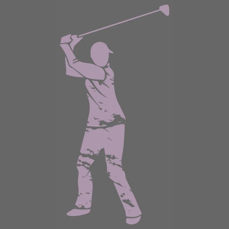 Golf Golfer Silhouette - White Grunge Design