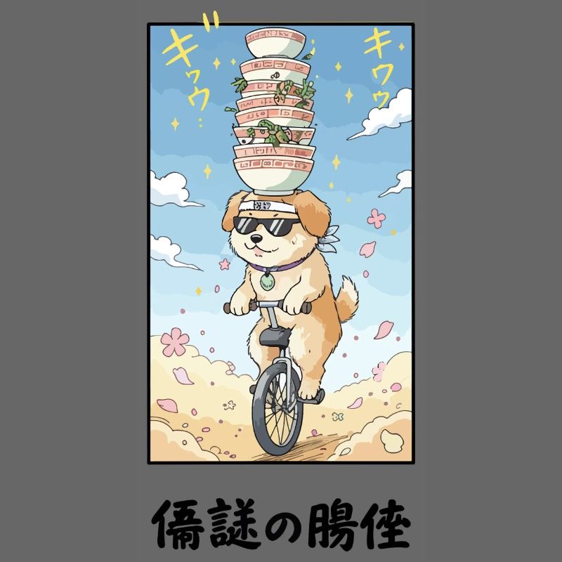 Noodle Stack Pup auf Einrad