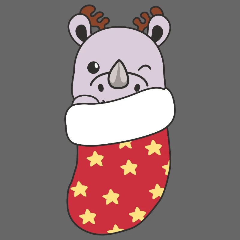 Rhinocéros mignons dans un bas de Noël pour Noël