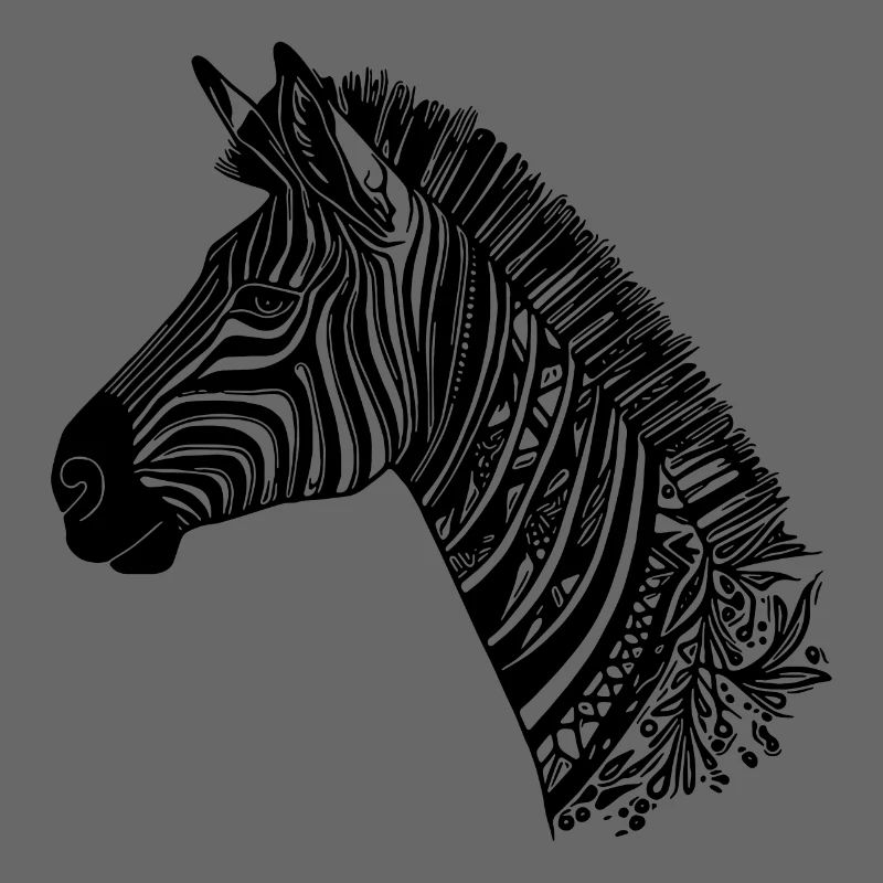 Lignes de style de tatouage de tête de zèbre