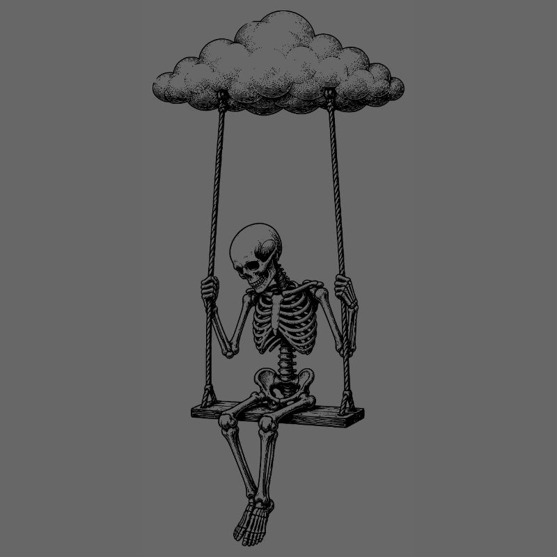 Skeleton on cloud swing motif