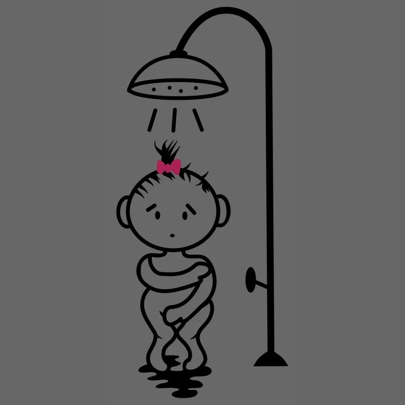 scheues Mädchen unter der Dusche