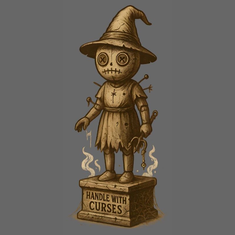 Creepy Witch Figurine with Magic Hat