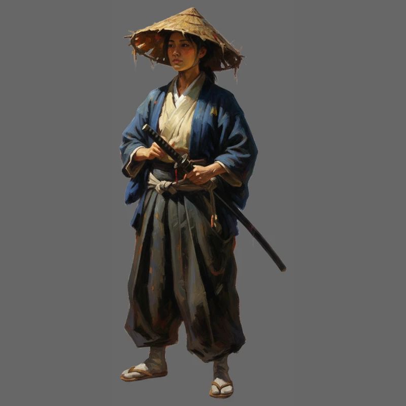 samurai-kriegerin-mit-strohhut-realistisch