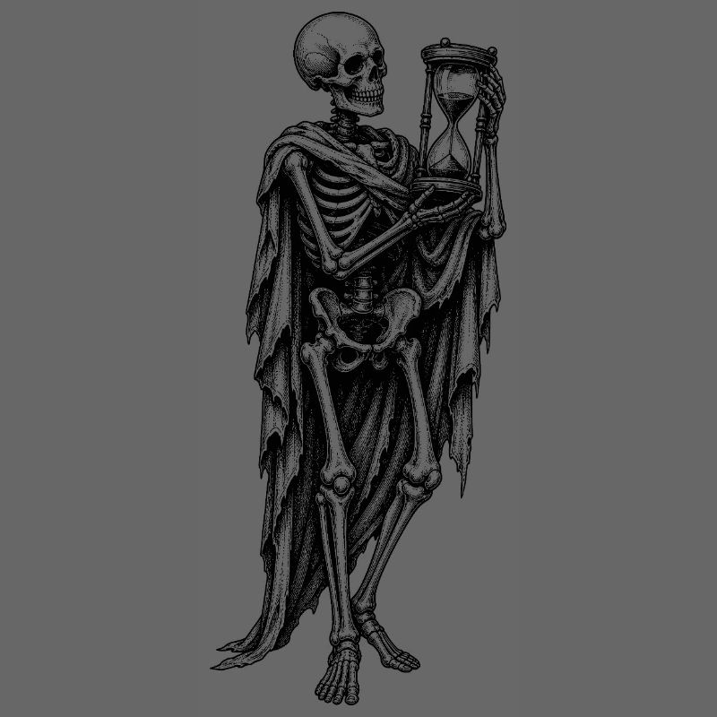 Skeleton with Hourglass Gothic Motif