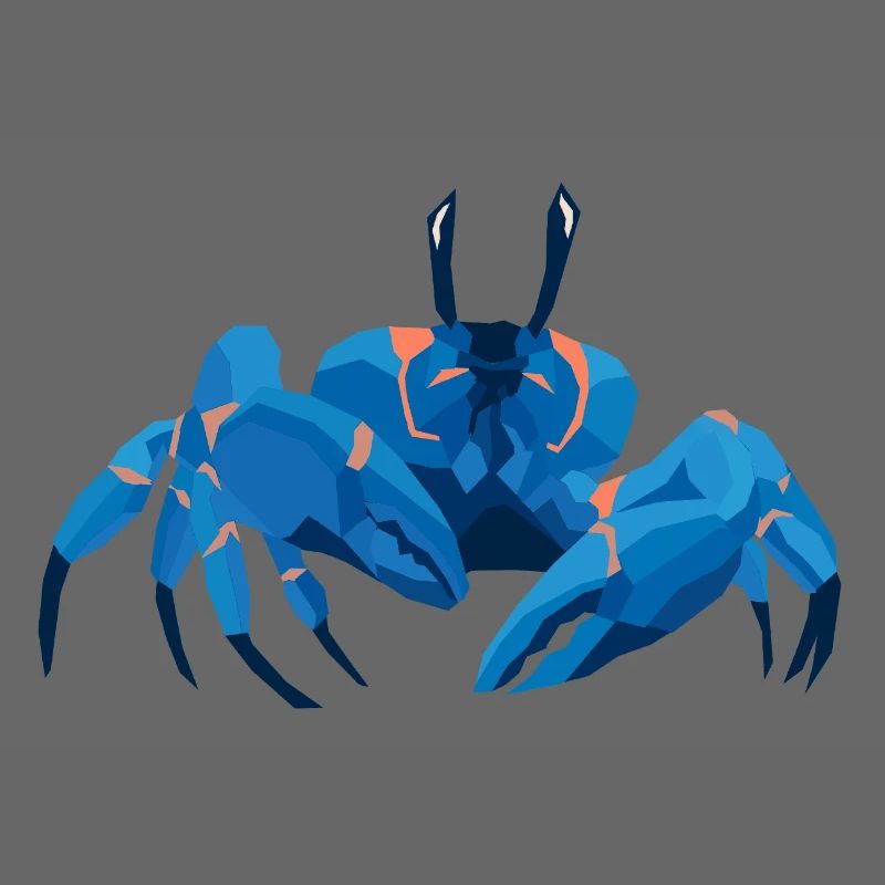 Blaue Krabbe Polygonaler Stil