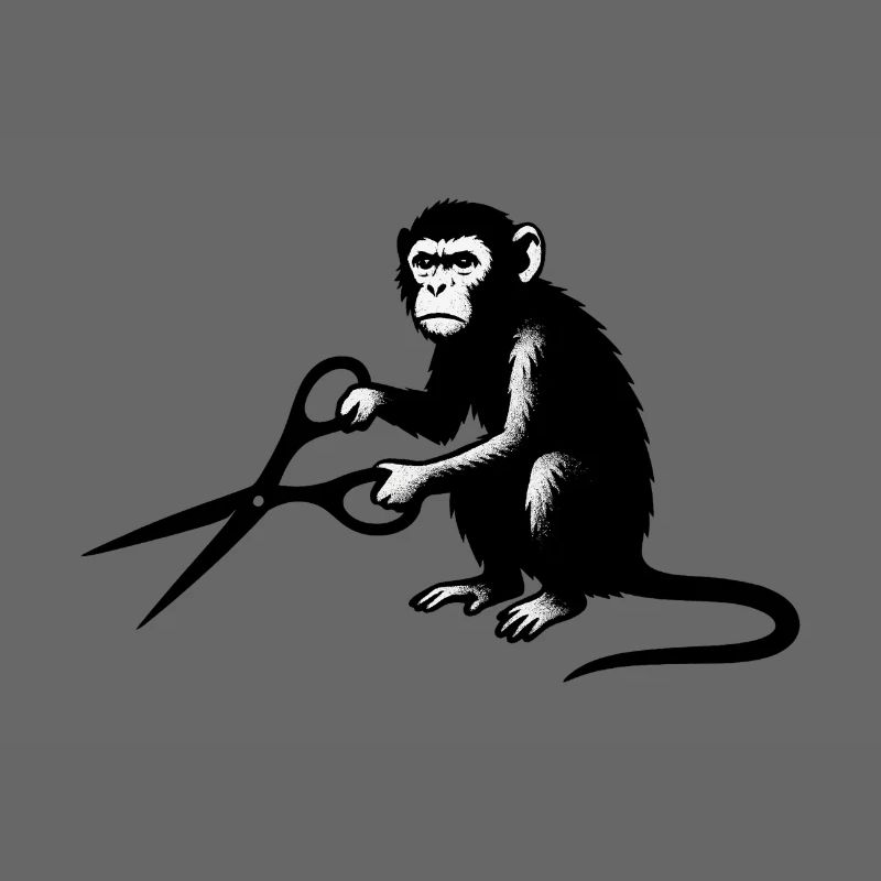 Affe mit Schere Silhouette