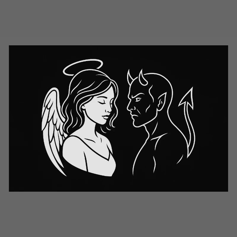 Angel & Devil – Dual Line Art Design