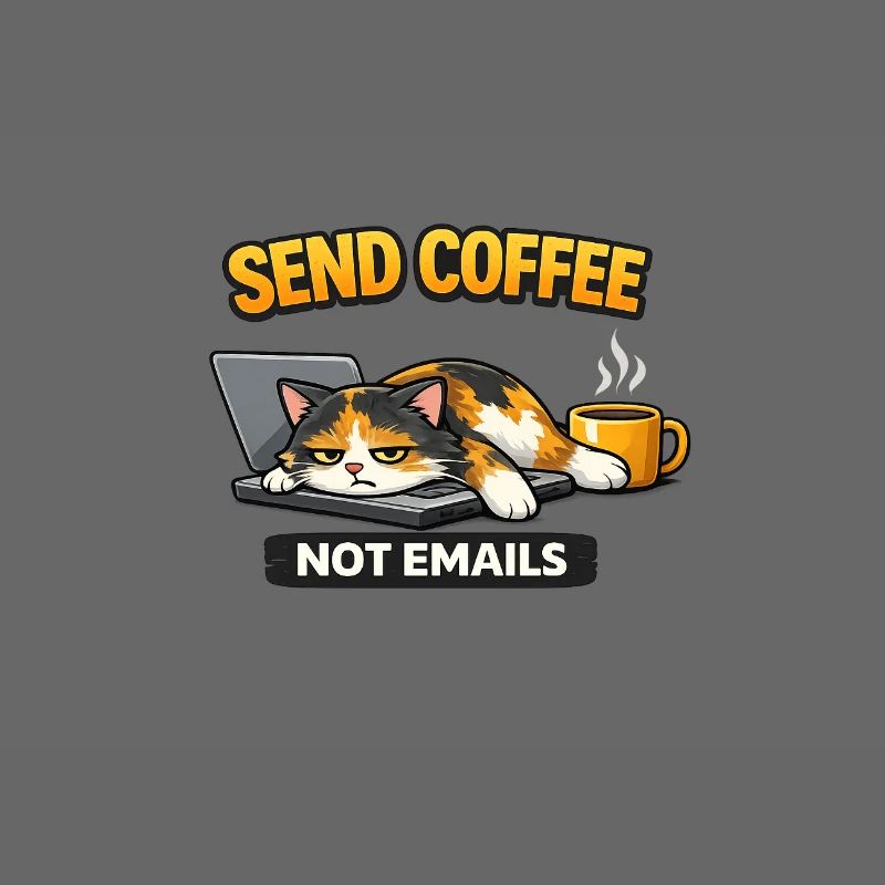 Send Coffee Not Emails Cat – Funny Work Shirt