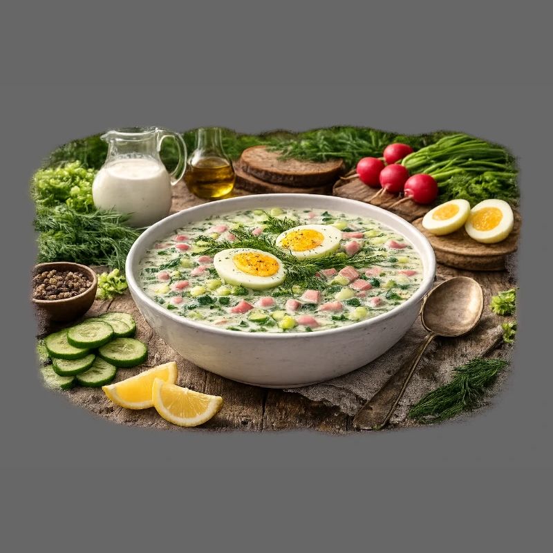 Sahnige Gemüse-Eier-Suppe Okroschka