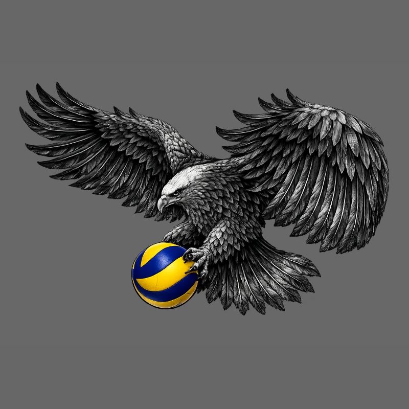 Adler mit Volleyball