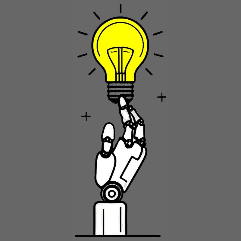Main de robot avec inspiration d’ampoule jaune