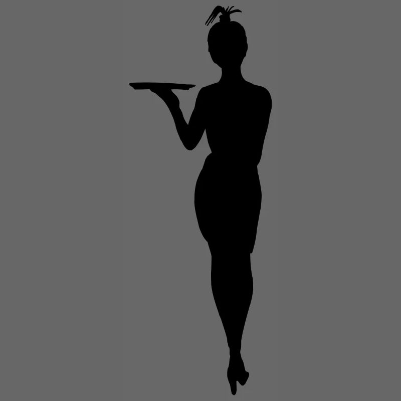 Herausfordernde Kellnerin mit Tablettschattenfigur