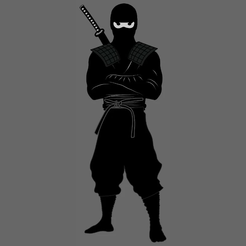 Ninja coriace avec une épée dans le dos