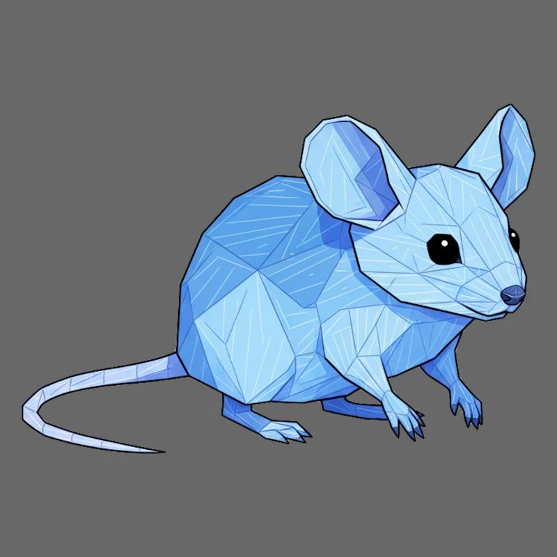 Blauer Low-Poly Maus