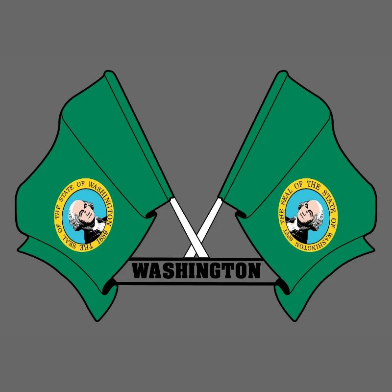 Deux drapeaux texte WASHINGTON