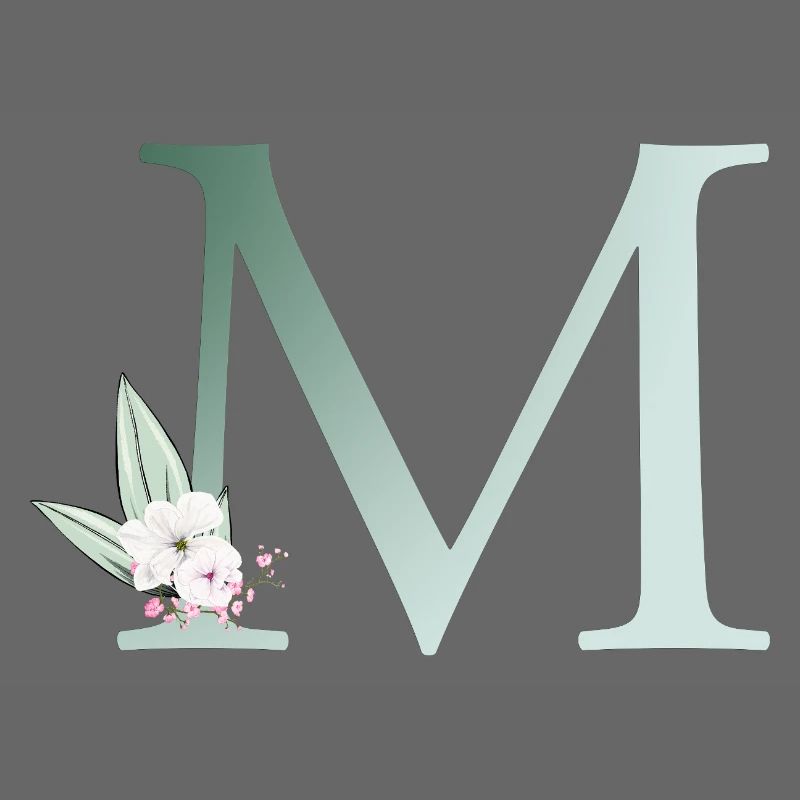 M Monogram, Floral, Personalizable