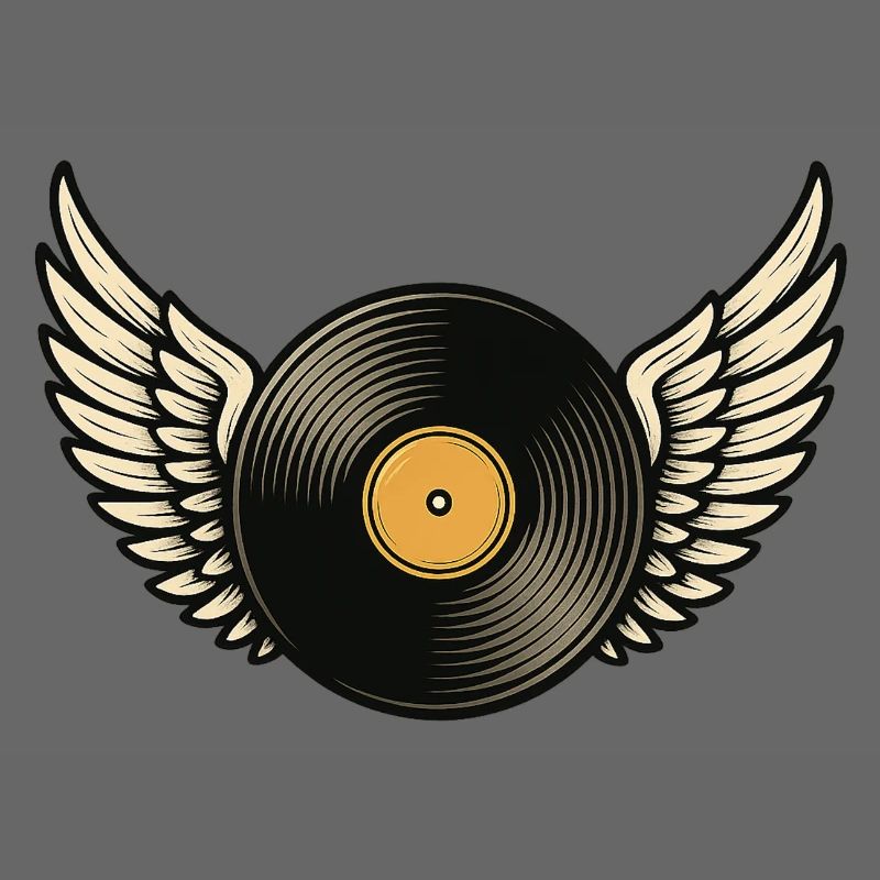 Disque vinyle avec piano à queue | Conception d’ailes en vinyle