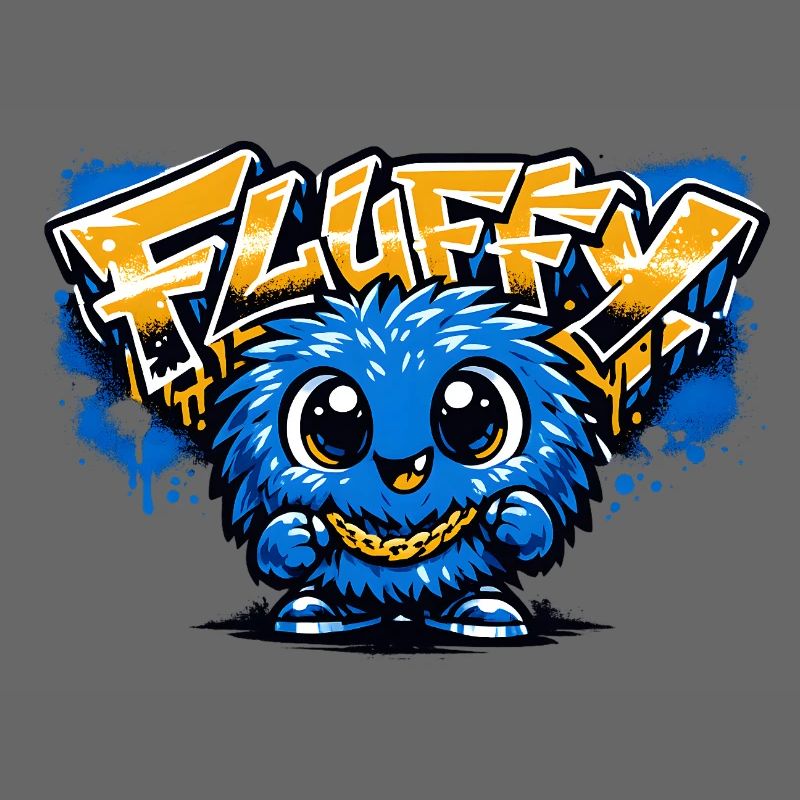 Fluffy Graffiti Blaues Maskottchen
